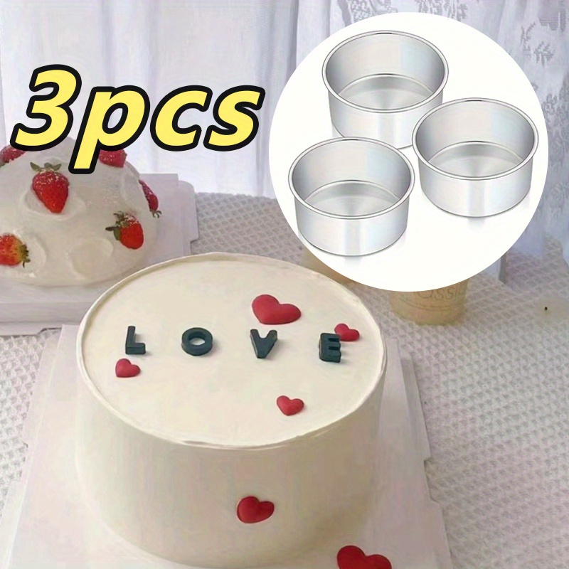 E-shop 3er-Set 15 cm (6-Zoll) runde Kuchenformen, Kuchenbackform mit festem Boden aus Aluminium, geeignet für die Herstellung von Käsekuchen,