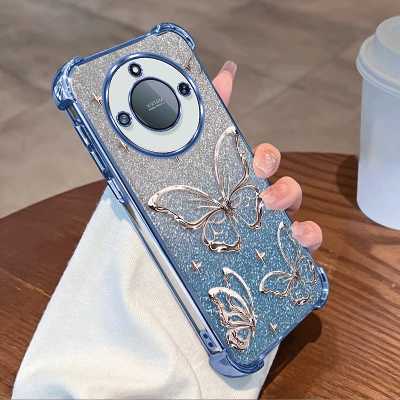 TEMU Étui Téléphone : Coque de Transparente Pailletée pour Honor Lite Magic8 Lite, TPU Flexible, Antichoc aux , Motif Papillon