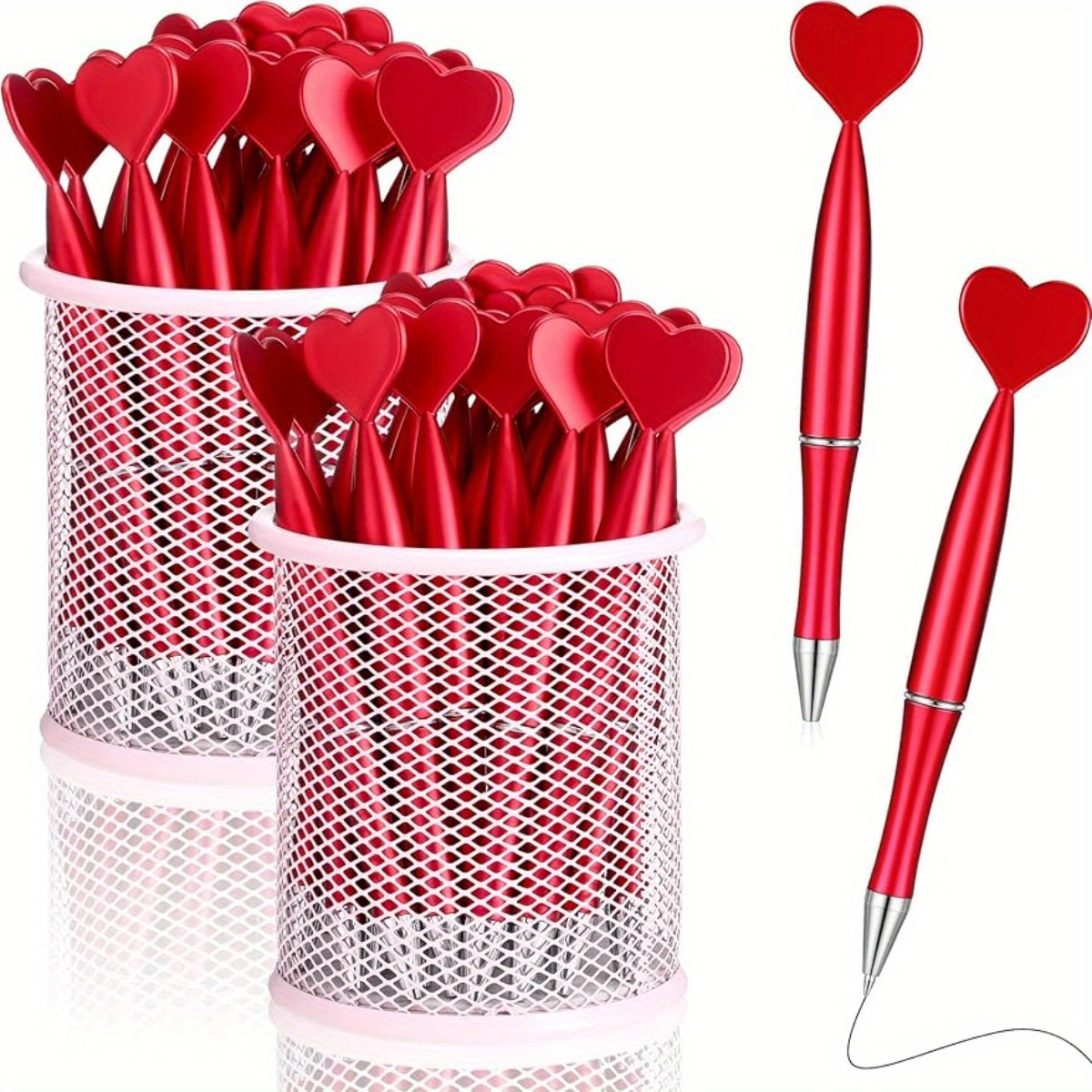 

10 Heart-shaped Pens And For Valentine's Day, Unique For The , Heart-shaped Ballpoint Pens Suitable For Adults Or School, Gifts On Valentine's Day, Birthday Presents, And Wedding Pens For Women.