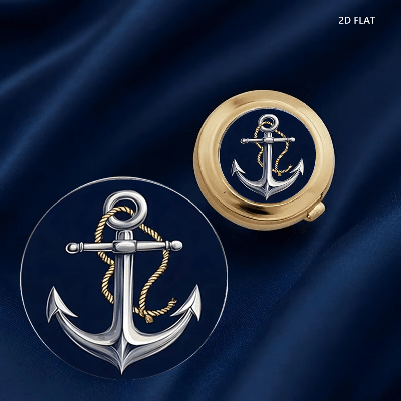 TEMU 1pc Nautical Anchor Button - Navy Blue Flat Button Cover Suitable For Shirts, Blouses, Wedding & Daily Wear, Elegant Anchor Chain Decoration For