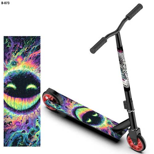 1 psychedelic colorful face pattern scooter sticker diy decorative vinyl scooter body diy kit suitable for e scooters portable folding electric bikes high quality pvc materials holiday gift idea halloween christmas new year eve party