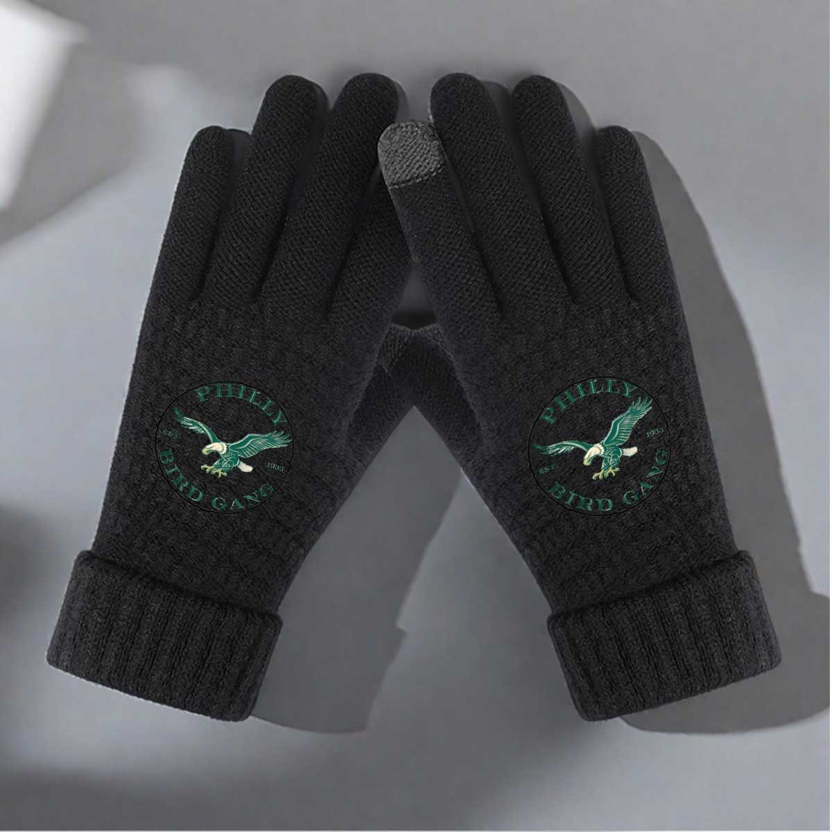 TEMU 1-pair Bird Gang Thermal Gloves With Bald Eagle Print - Unisex Winter Warm Gloves Suitable For Outdoor Sports, Hiking, Cycling, Durable
