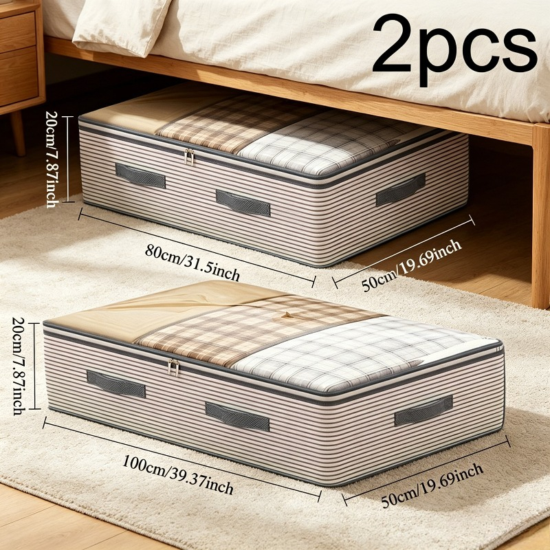 TEMU 2pcs Underbed Storage Bags, Moving Bags Large Furniture Bottom Storage Bags 40 X 20 X 8 Inches And 32 X 20 X 8 Inches Combination, Under-bed