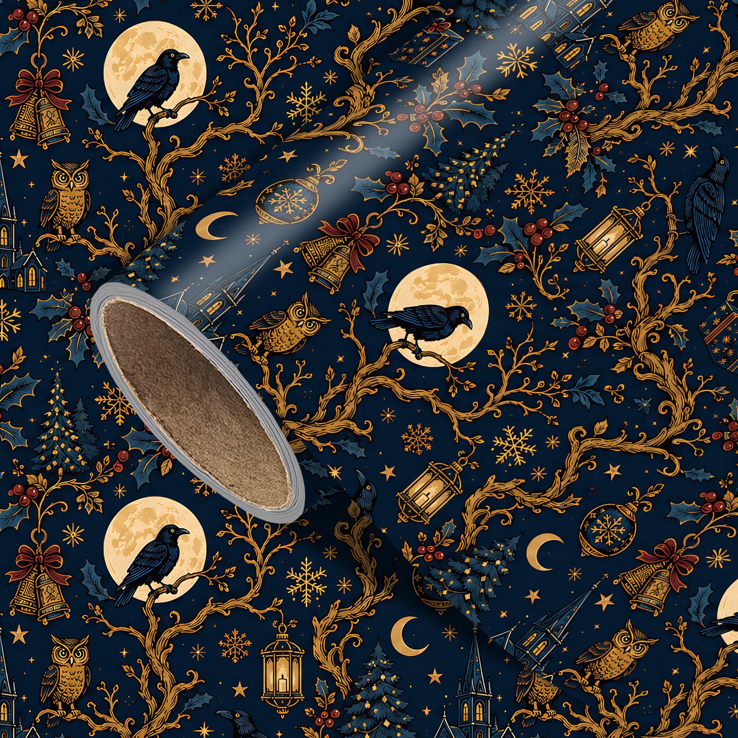 TEMU Roll Gothic de Noël - Papier d'Emballage Cadeau Gothique Vintage à Face Unique, Convient pour Cadeaux de Noël, Décorations de Fête, Bricolage