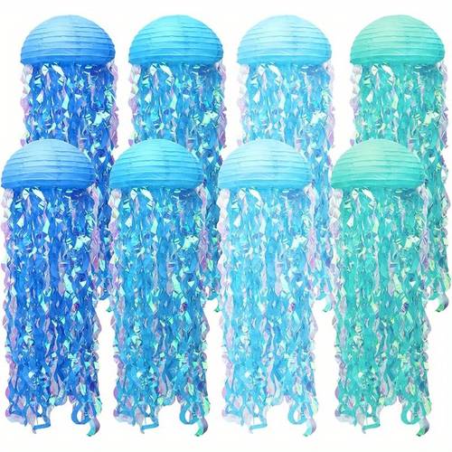 8pcs jellyfish lanterns for mermaid party supplies birthdays weddings baby showersdecor