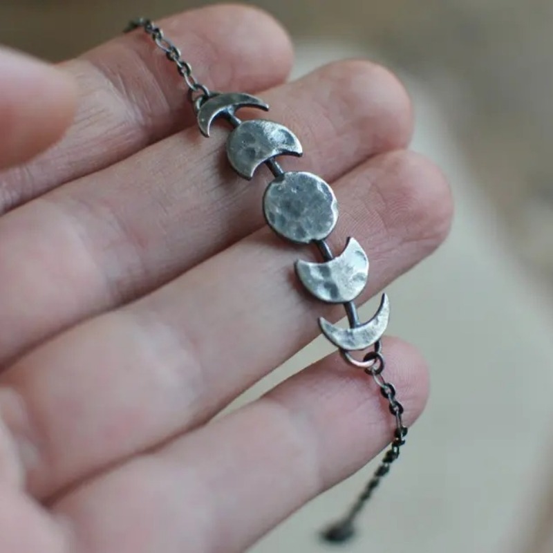 TEMU Bracelet Vintage Argenté, Bracelet Phases de , Bijoux Phases de , Bracelet , Phases de , Bijoux , Croissant