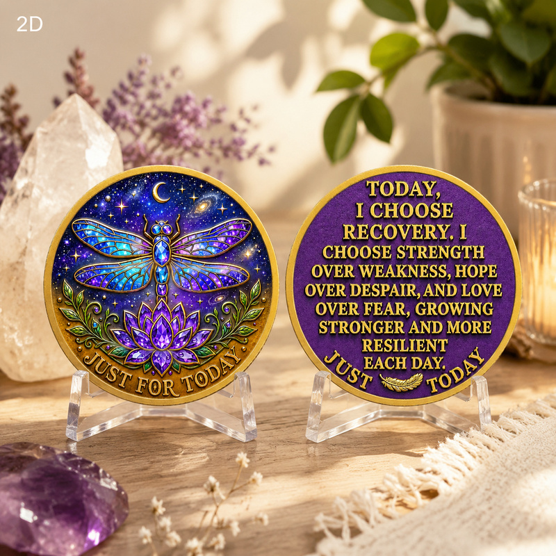 TEMU Pièce de 2D à impression plate « pour aujourd'hui » avec violette pour le lotus, la sobriété et le rétablissement, cadeau d' portable de poche,