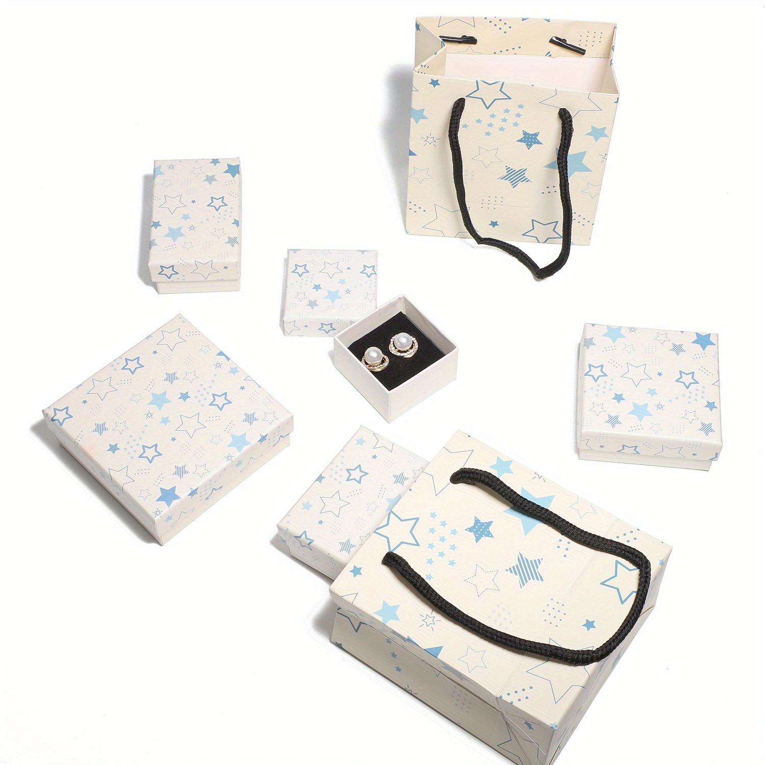 White Star Series Gift Box and Paper Bag Set, Jewelry Packaging