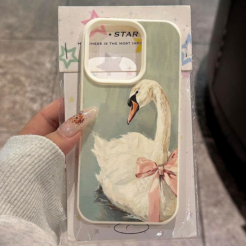 TEMU Phone Case - Swan Decorative Painting Pattern For Iphone17promax Phone Case