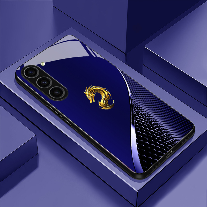 TEMU Phone Case: Creative Head With Green, Brown, Golden, Purple, And Blue Texture Pattern Glass Phone Case For Galaxy S26/s25/s25 Plus/s25