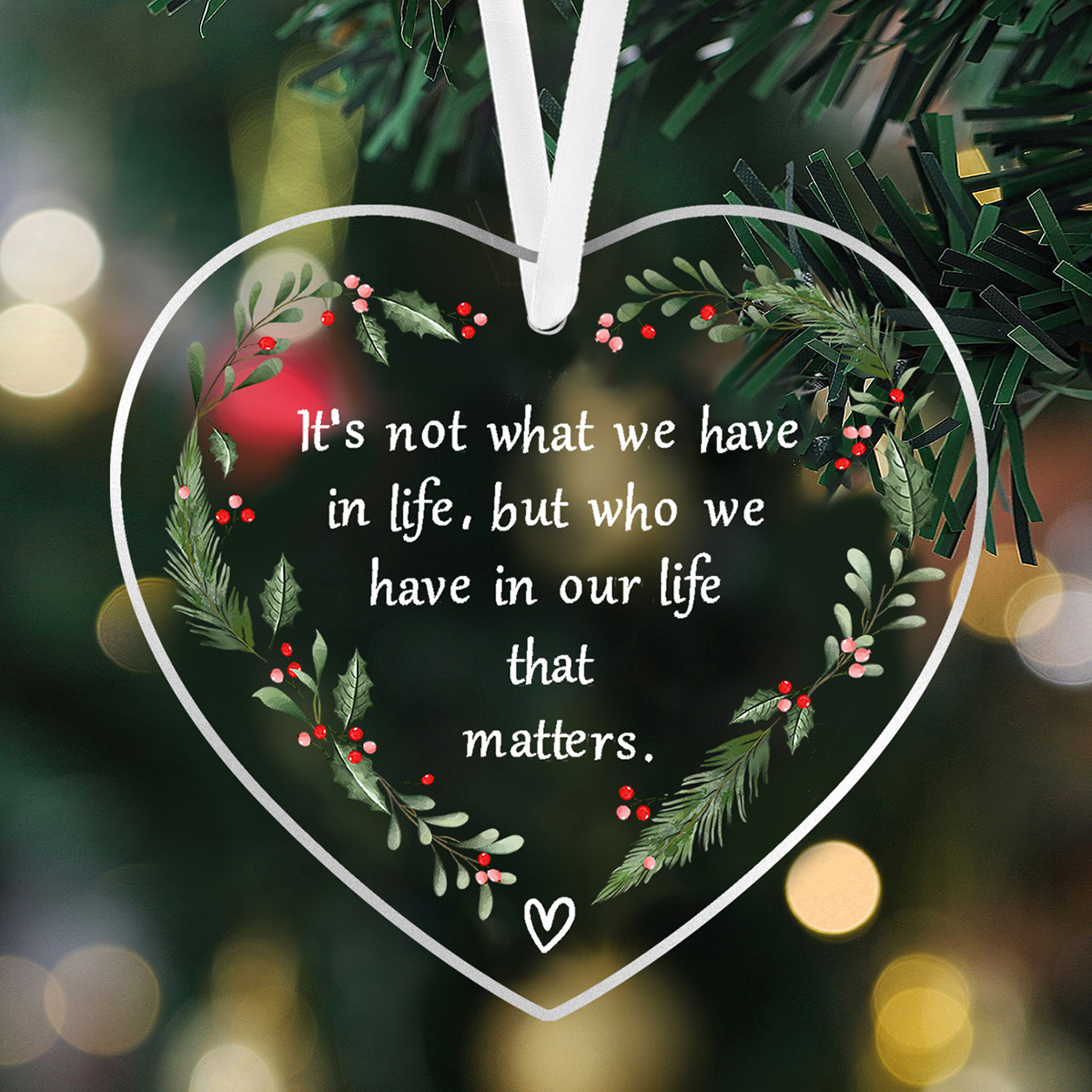 TEMU 2D-Flach, . Weihnachtsbaumschmuck – Herzförmiger Anhänger, Feiertags-Hängedekoration für alle Anlässe, ideales Geschenk für Familie Freunde,