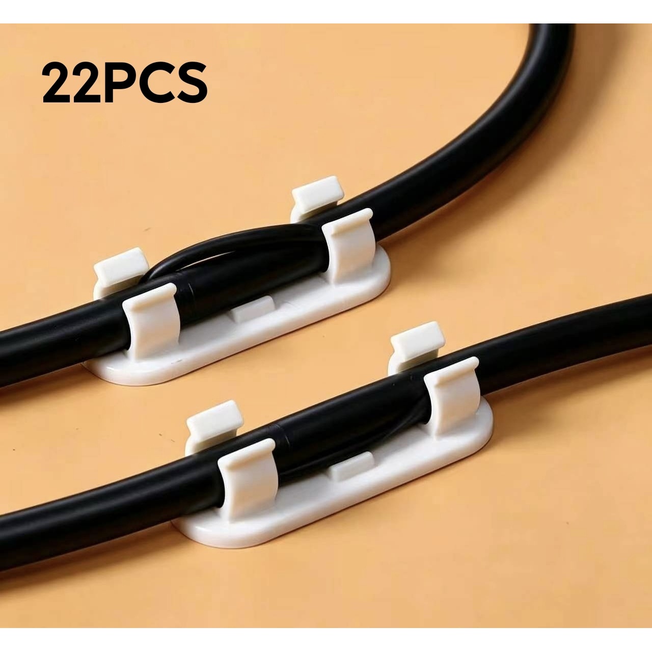 TEMU 22-pack Adjustable Self-adhesive Cable Clips- , Strong-adhesive Cord Holders. Versatile Organizers For Desktops And Walls; Compatible With Tv