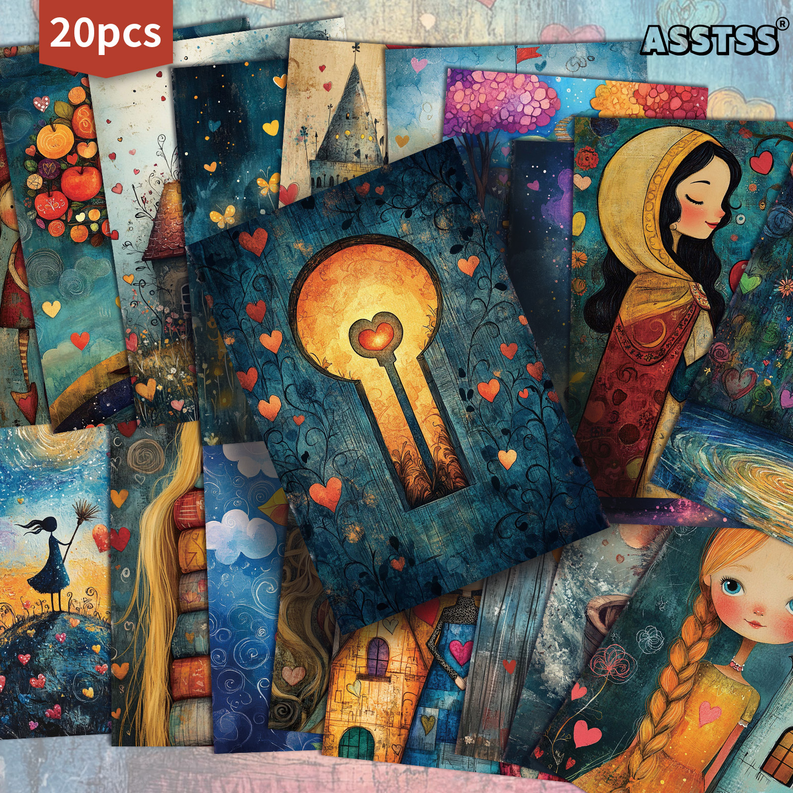 E-shop Set mit 20 verspielten Geschenkkarten im Vintage-Stil, Größe 4x6 Zoll, mit Retro--Kunst, für Scrapbooking und Basteln