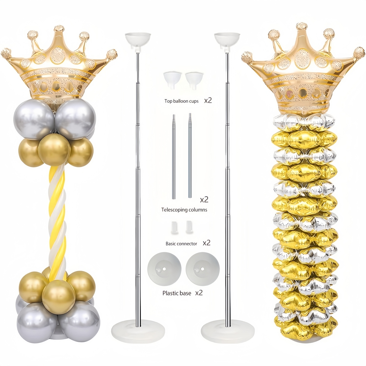 TEMU Support de colonne de ballons en métal ajustable, support de décoration de fête réutilisable, convient pour , les anniversaires, les cérémonies