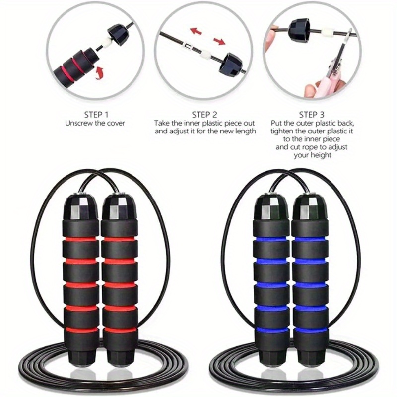 Adjustable, Anti-Slip Handle Jump Rope with Smooth Bearing Steel Wire - Ideal for Home Fitness Training, Burning & Shaping, Includes Extra Ankle Straps & Wrist Support
