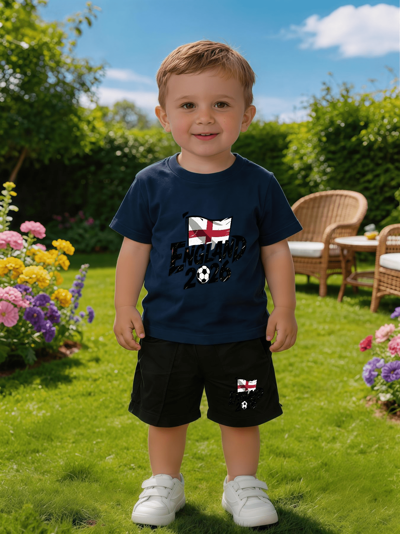 baby outfit 2pcs set british style english flag graffiti football pattern summer trendy cool infant casual wear for outdoor