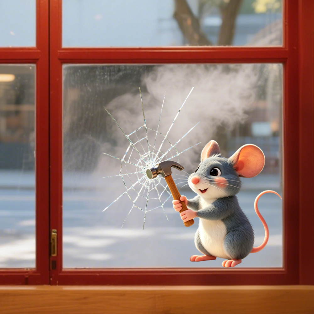 TEMU 1 pièce Autocollant pour fenêtre Souris mignonne du verre, Motif de compagnie et adorable, pour vitrine / portes / décoration de porte vitrée