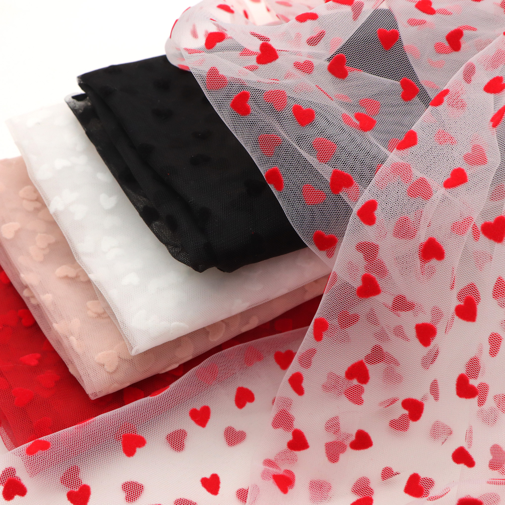 

Double-sided Flocking Velvet 3d Heart Tulle Fabric, 59x19.68 Inches - Ideal For Diy Bows, Doll Clothes, Party Capes & Photo Backdrops