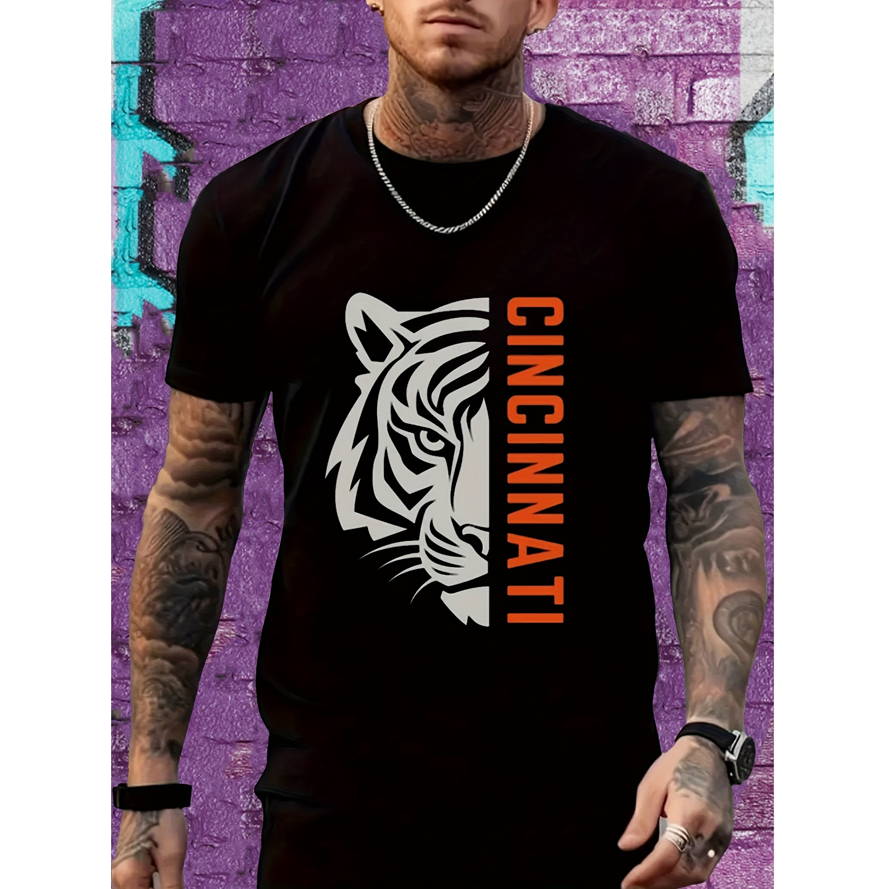 

1pc Football-inspired Men's T-shirt - 100% Cotton, Casual Crew Neck, Short Sleeve, Printed Graphic Tee For All