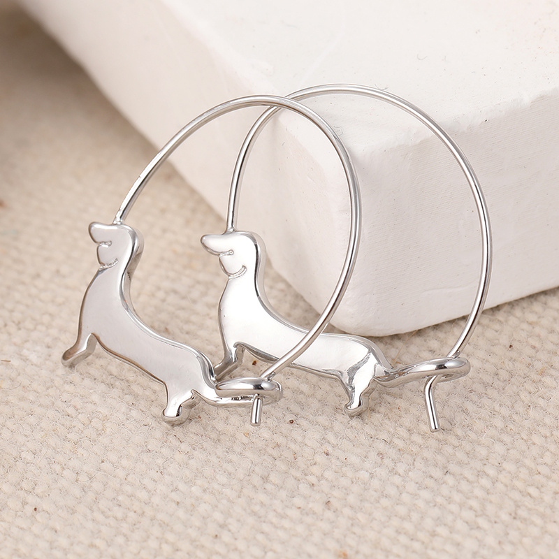 TEMU Compact Dachshund Earrings, Hoop Earrings, Creative Jewelry For Holiday Parties, Cute Jewelry Earrings To Give To Her