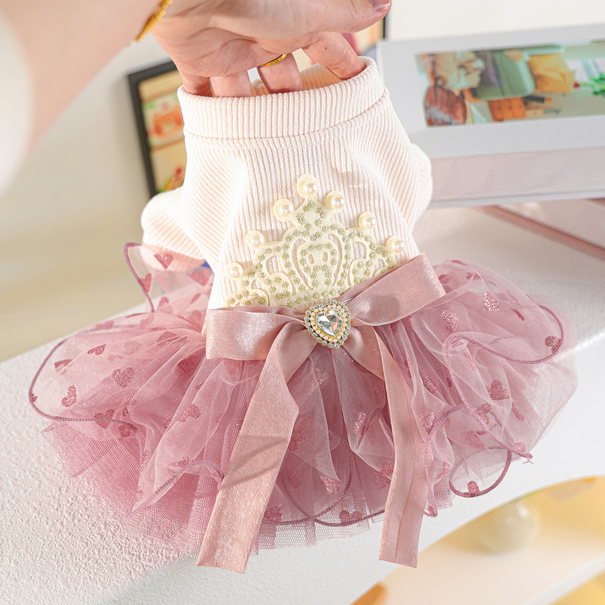 TEMU 1 tenue pour animaux de compagnie, robe de style princesse pour chats et chiens, jupe en tulle printemps/automne
