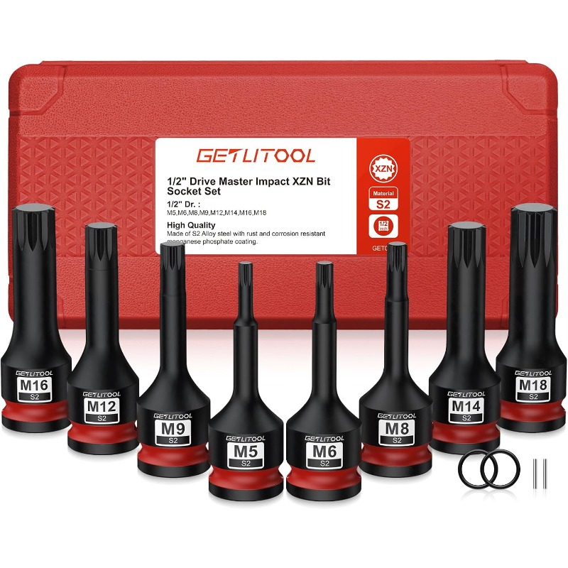 8pcs Socket Wrench Set For Keys M5-m18, 1/2 Inch Impact S2 Steel, Professional Socket Set With Storage Box For Automotive And Mechanical Repairs