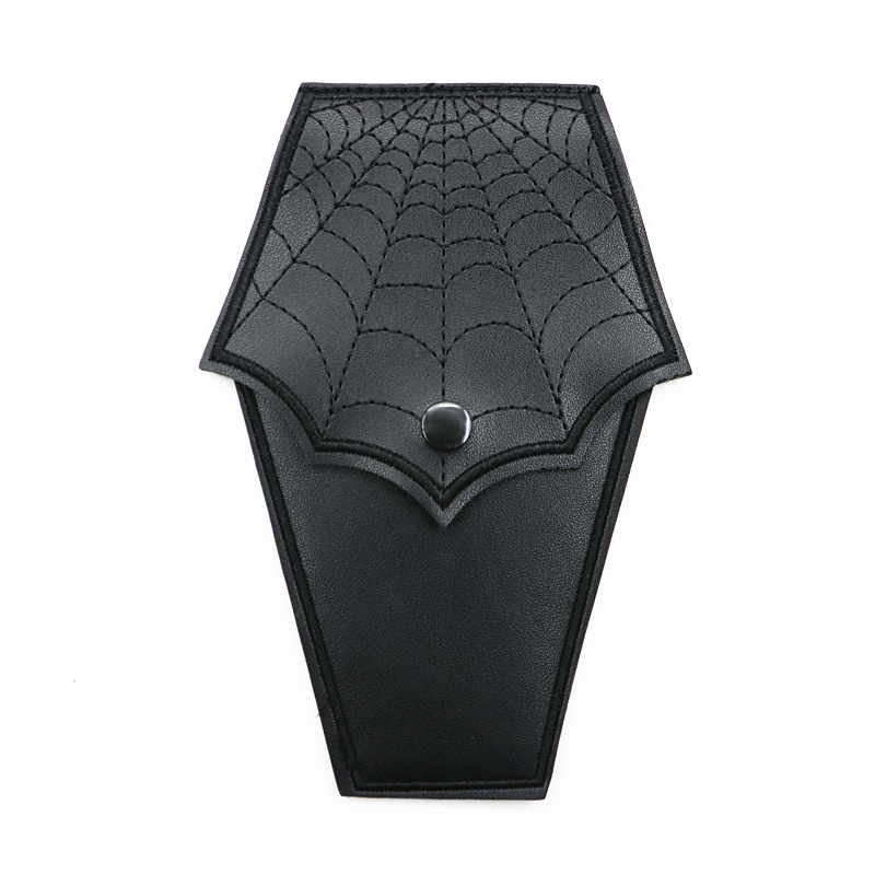 Gothic Dark Style Coffin-shaped Spider Web Glasses Case, Embroidered Craft, Suitable For Most Market Glasses, Lightweight And Flexible For Easy Carry