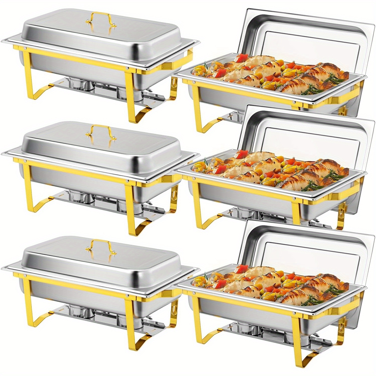 TEMU 2 Pack MATLADIN Plat Chauffant Professionnel - Chauffant en Acier Inoxydable Robuste pour Cuisson, Plat Rectangulaire Compatible pour Buffets,