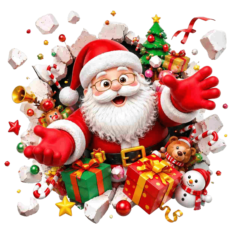 TEMU 1pc 2d Flat Pattern Sticker, Christmas Decoration Static Cling, Window Decal, Glass Mural, Window Sticker Santa Claus Gift Atmosphere Pattern