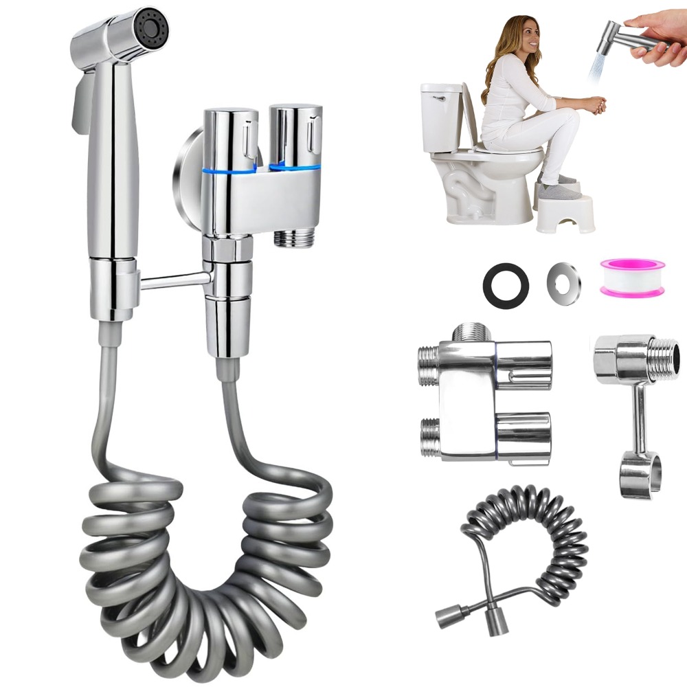 Handheld Spray Gun With 2m Retractable Hose, Wall-mounted Design And Universal G1/2 Connection, Perfect For Personal Hygiene, Pet Cleaning, And Gardening