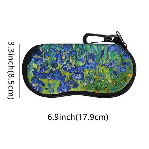 1pc van art eyewear case suitable for men women portable zipper with van oil painting glasses holder for fashion glasses reading eyewear compact case for daily use