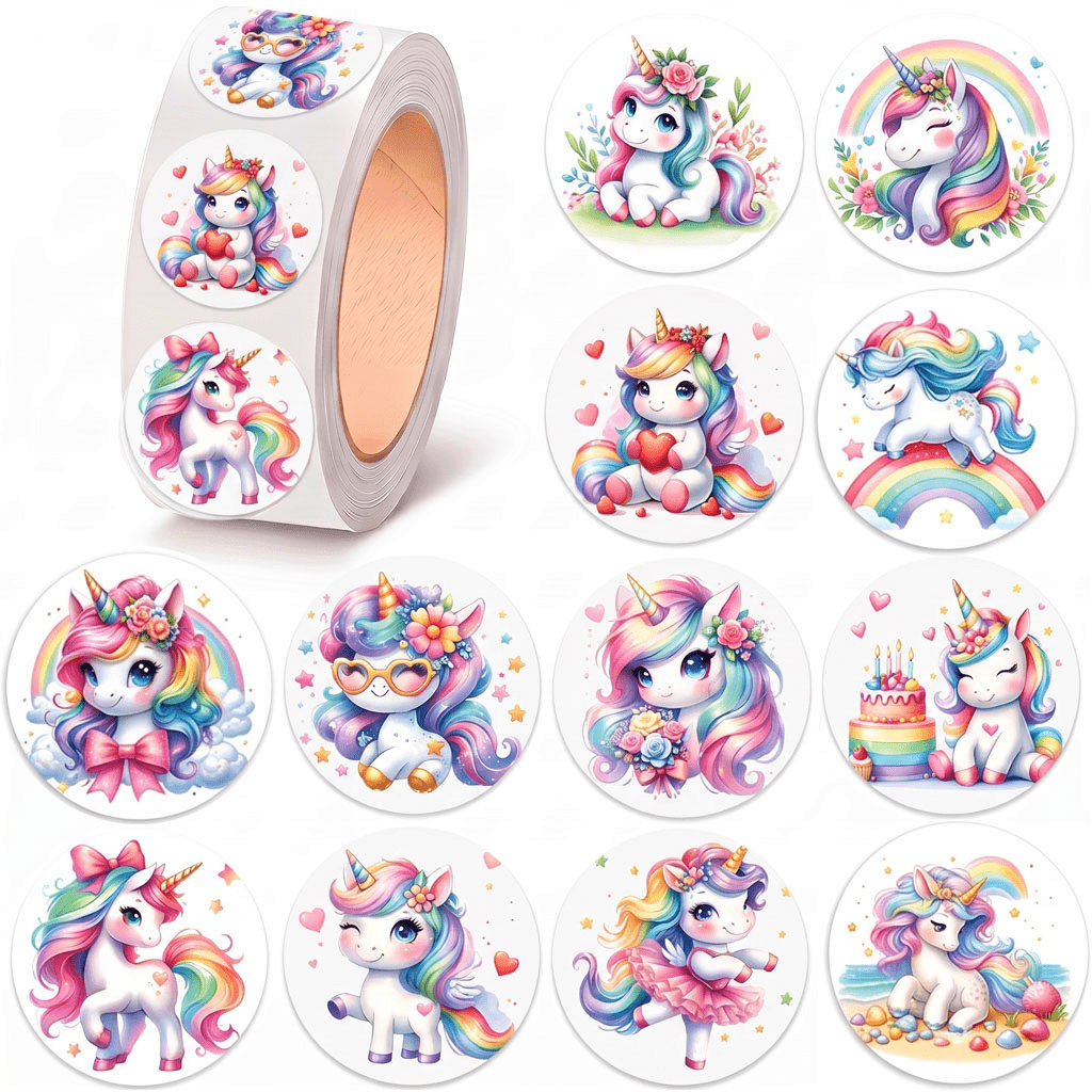 TEMU 500pcs Kawaii Mermaid Stickers Roll, 1" Labels For Small Business Gift Package Shipping, Event Party Favor Treat Bag Decor