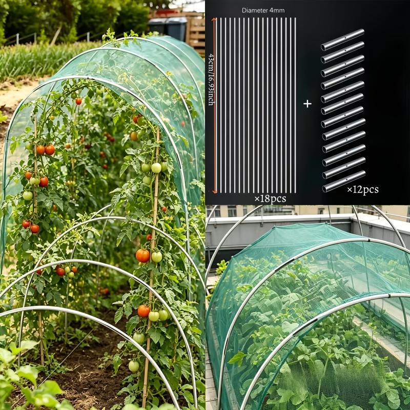 TEMU Juego de 30 piezas de nuevos postes grandes de para invernadero, aros hortícolas de fibra de vidrio sólida de 4 mm de grosor, adecuados para