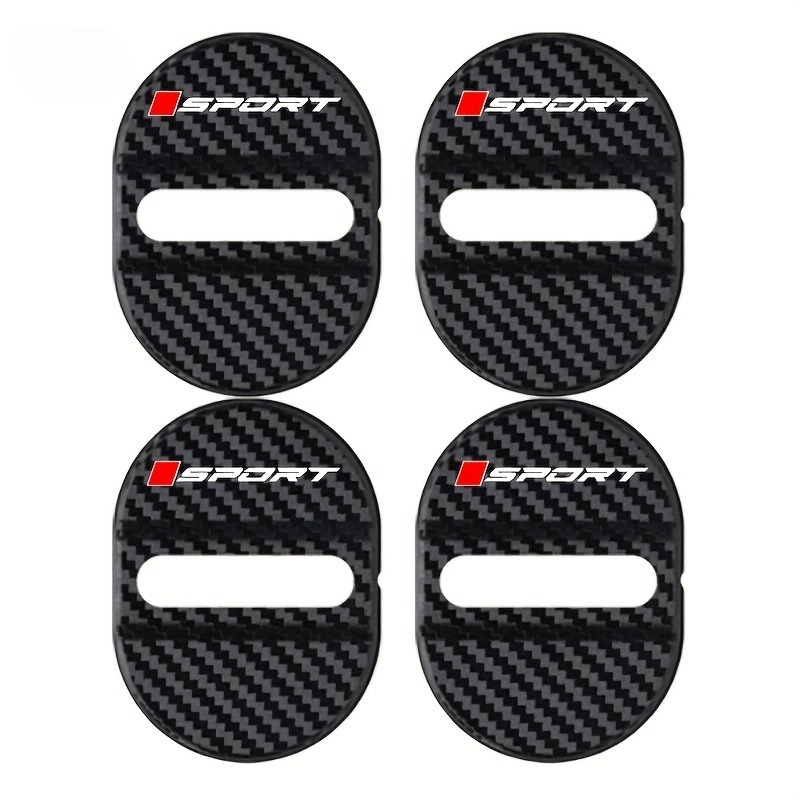 TEMU 4 Piezas de Cubiertas Protectoras para Agujeros de Cerradura de Puertas de Coche Estilo Deportivo, Cubierta Cuadrada con Diseño de de Fibra de