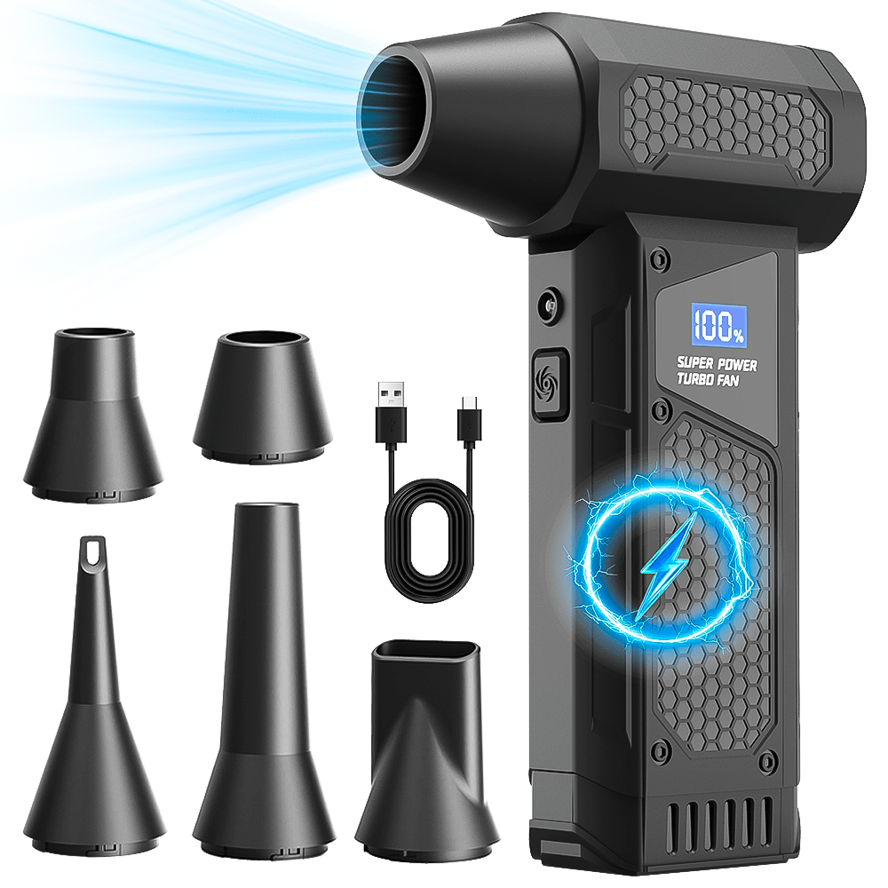TEMU Cordless Compressed Air Duster With Turbo Fan & Display - Portable Battery- Blower Suitable For Computers, Keyboards, Cars, Outdoor Cleaning,