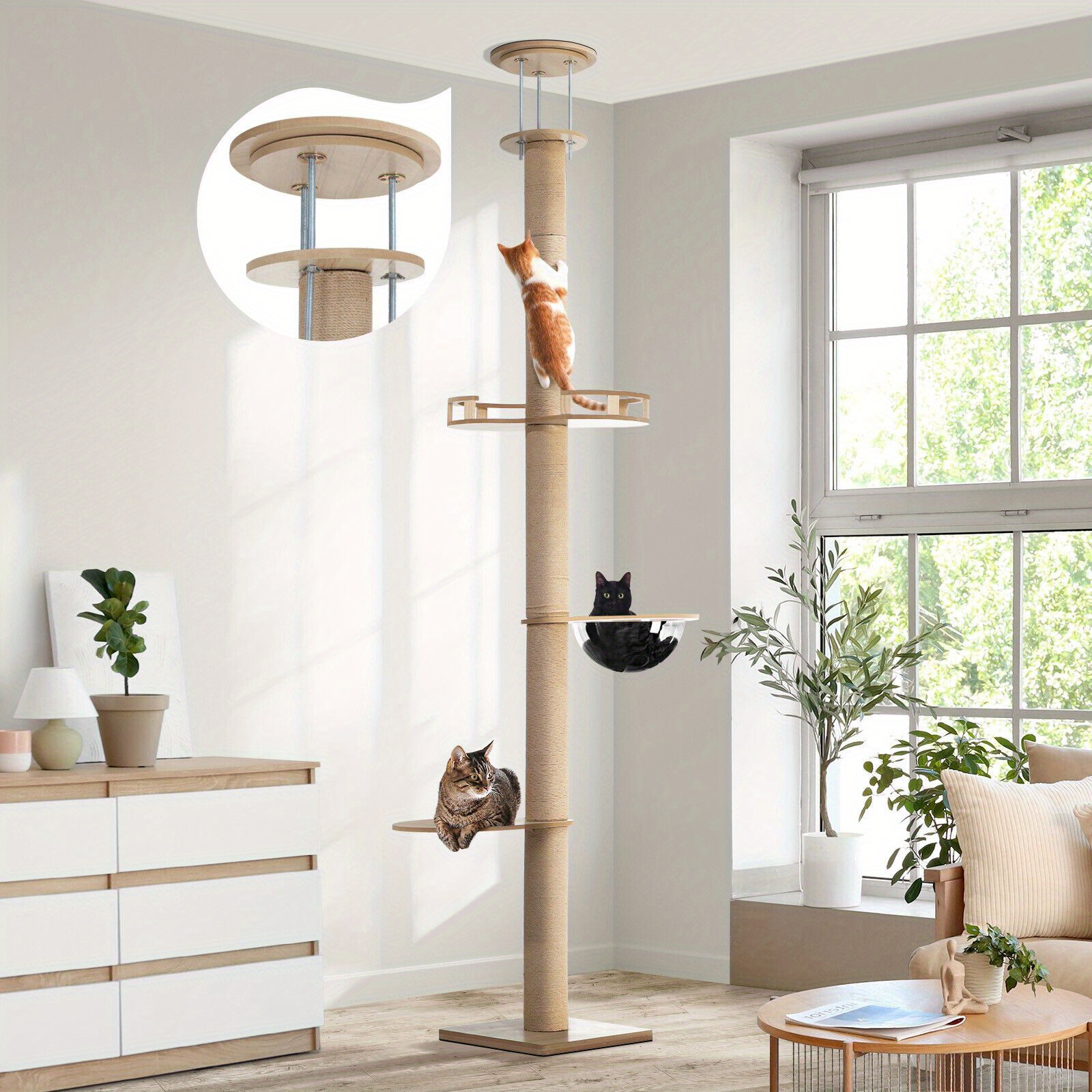 TEMU 270cm Cat Tree Scratching Post Scratcher Floor To Ceiling