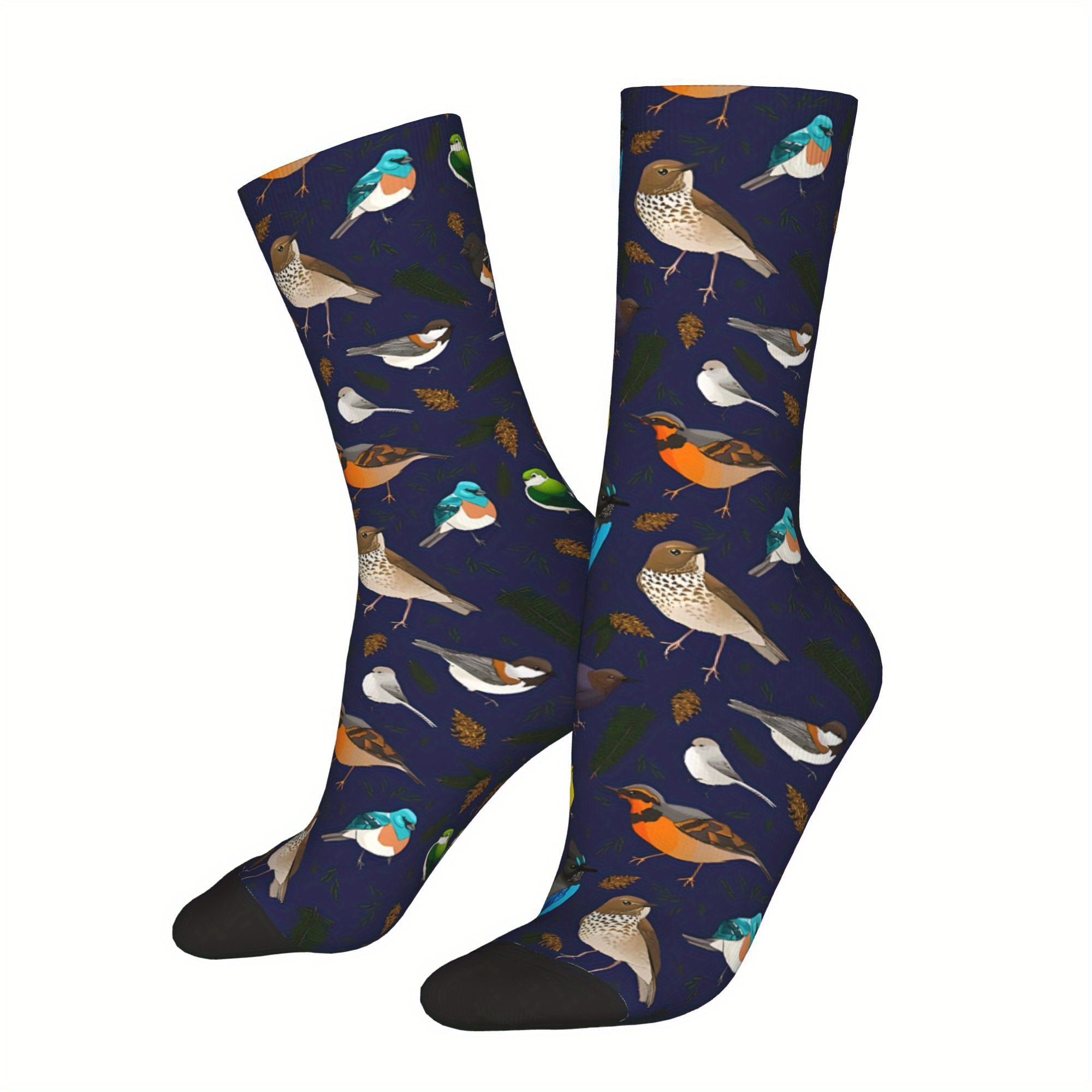 TEMU 1 Pair Birds Printed Men's Socks Novelty Sock