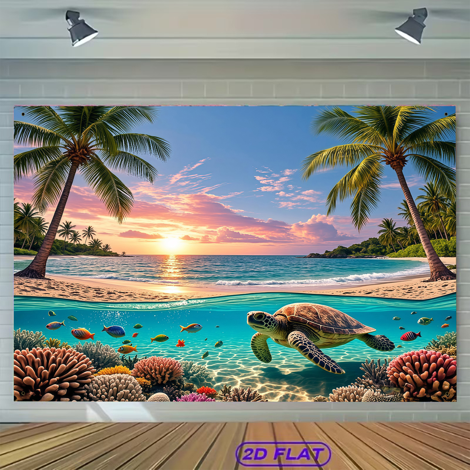Tropical Beach Theme Polyester Backdrop Banner For Party Decor_voghion.com