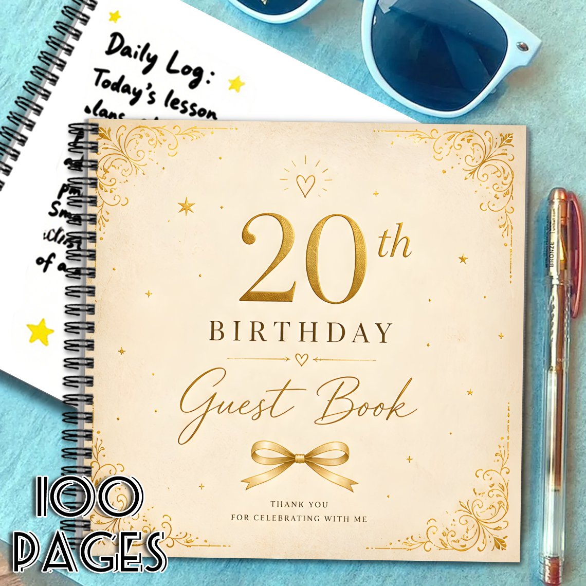 TEMU 1pc 'or de 20e anniversaire, 'or d'invités, livre de messages de signature, cadeau idéal pour et , convient à divers événements de