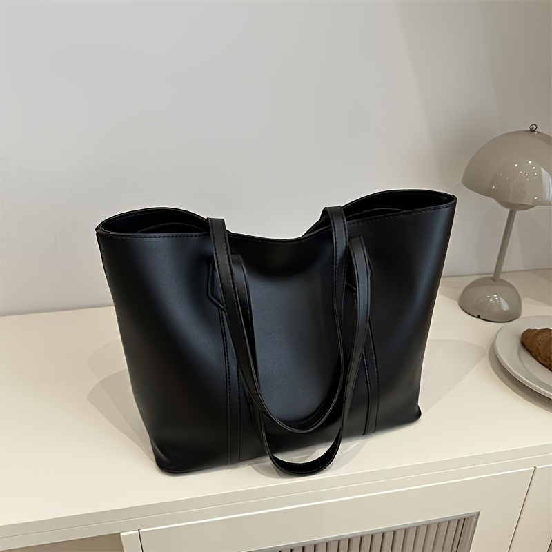 Women's Retro Large Capacity Tote Bag - Convertible Shoulder Bag And Handbag With Zipper Closure, Brown/black Commuting Bag For Students And Professionals, Durable Stylish Design