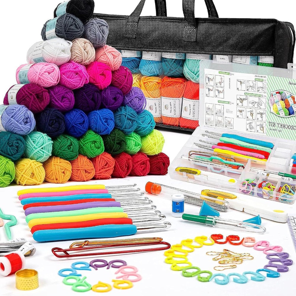 113pcs crochet hook kit   yarn ergonomic hooks and additions suitable for beginners and adults creative craft gifts mixed colors     brand