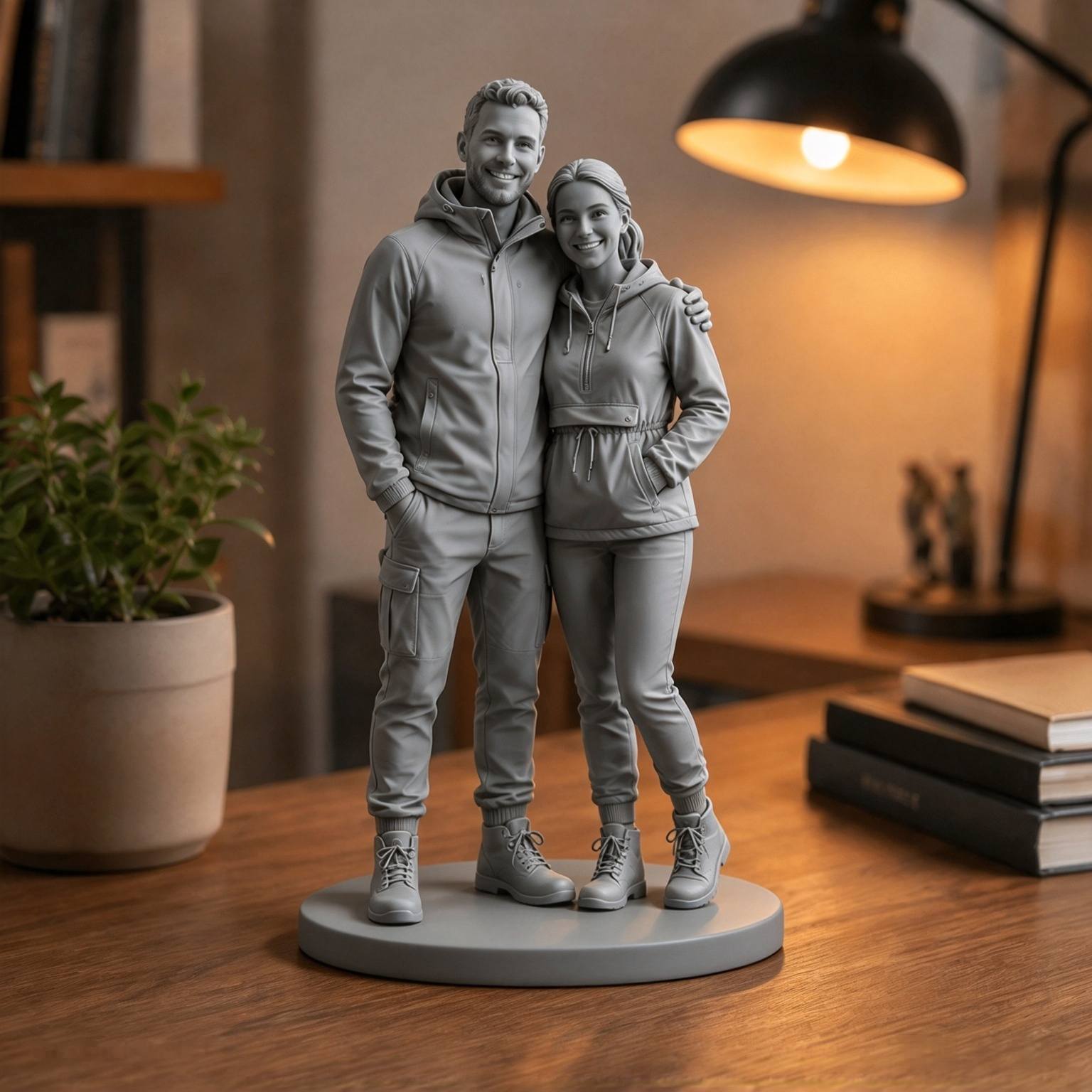 TEMU Studio Custom Cartoon Couple 3d Portrait Figurine From Photo/text, Romantic Couple Keepsake, Shelf Ornament For Bedroom, Living Room, Office