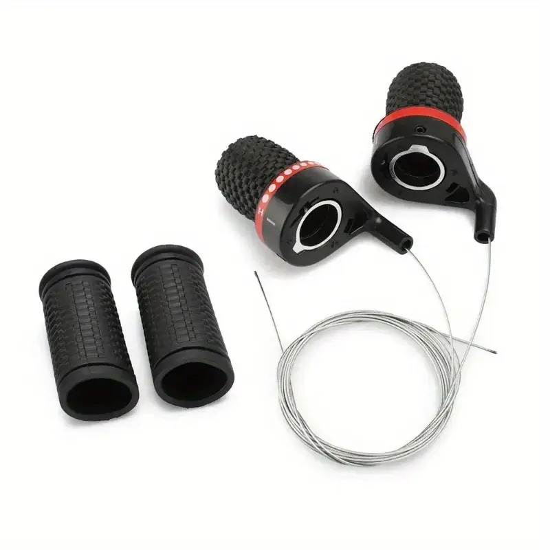 mtb bicycle shift lever handlebar grip   kit with ergonomic non-slip grips, adjustable lever & cable system, compatible with standard mountain bike derailleurs - black/red color,   hardware included for off-road cycling accessories, bicycle handlebar gear changer,   for mountain bike, bike gears, mountain bike gear  s, bicycle gear  ,  , precision engineering, durable construction 0