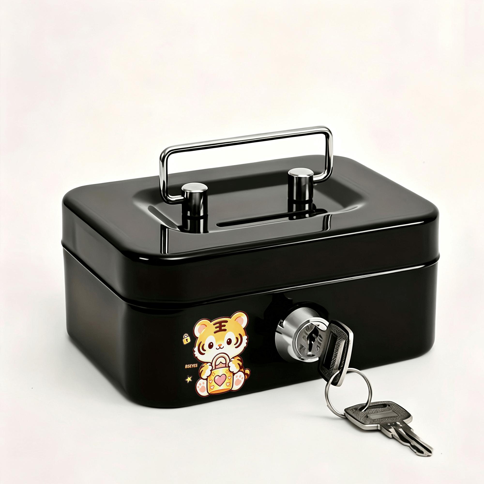 TEMU 1pc Mini Lockable Metal Cash Box With Portable Handle, Secure Money Storage Box, Delicate Daily Gift For Holiday Graduation Back To School
