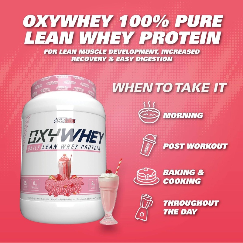 EHPlabs OxyWhey Lean Whey Protein Powder - 25g Lean Protein Per Serving, Whey Blend, & Post-Workout Shake, Low Formula (27-Serve) for &