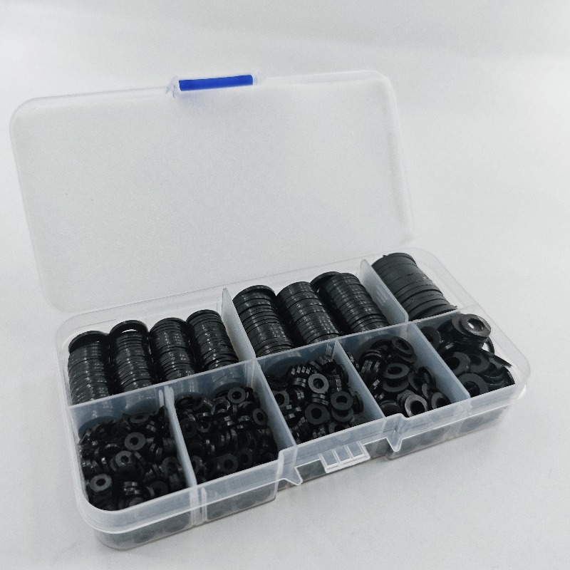 TEMU Nylon Flat Washer Assortment 250/350/500pcs M2 M2 5 M3 M4 M5 M6 M8 M10 Black Plastic Spacer Insulation Gasket Ring Kit