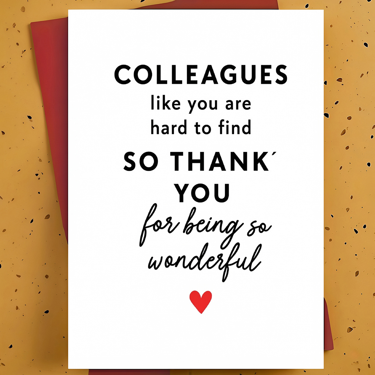 TEMU 1pc Thank You Greeting Card For Colleague, , Team – Red Heart Minimalist Typographic Design, Grateful Message Card, With Envelope