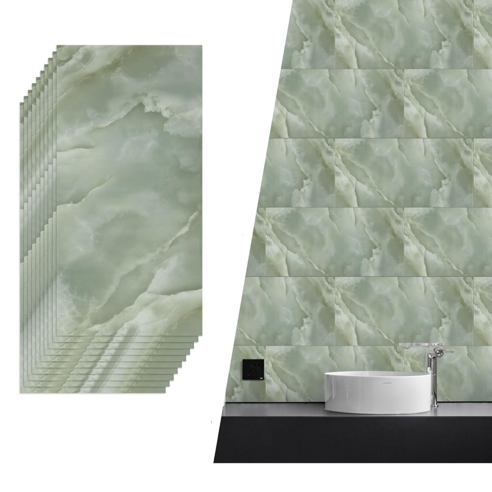 Tile Stickers, 60x30cm 10pcs, Self Adhesive Wall Tiles Marble, Peel And Stick Wall, Removable Stick On For Kitchen Backsplash Bathroom