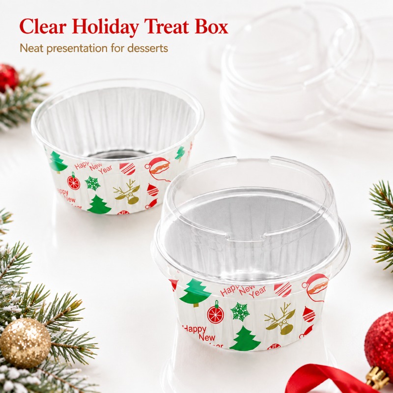 TEMU 50pcs 4.23-ounce Dessert Cup Set, Including 25pcs Holiday Dessert Cups And 25pcs Transparent Dome Lids, Suitable For Mousse, Pudding, Yogurt,