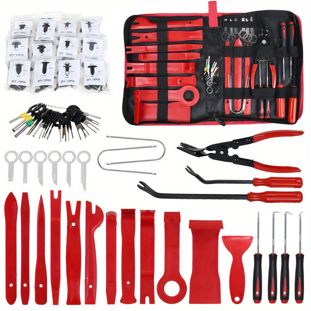 Image of Universal Car Trim Removal Tool Kit, Professional Auto Panel Door Dash Radio Audio Clip Fastener Remover Set, Non-scratch Prying Tool For Vehicle Interior Repair